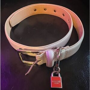 Genuine Coach white leather riveted dog collar